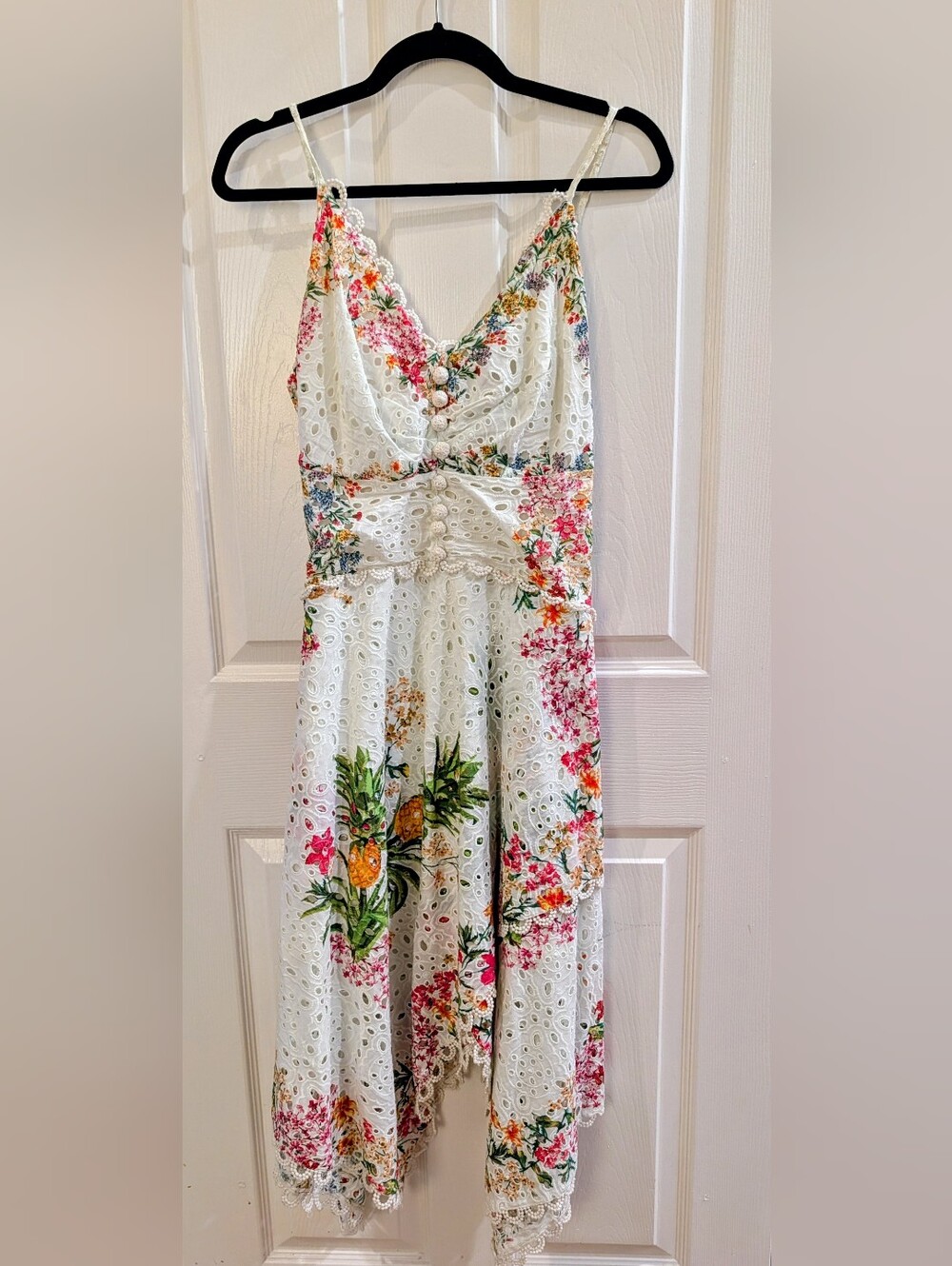Farm Rio Delicate Forest Eyelet Scarf Dress